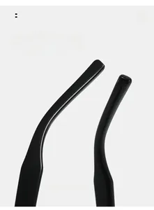 Detail view of the curved black eyewear temples showing the ergonomic arc design for comfort