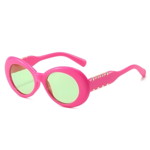 Lunettes De Soleil Ovales Rétro Femmes Hommes Monture PC Protection UV400 Mode Hip Hop Fête Lunettes D'extérieur Avec Détail En Métal