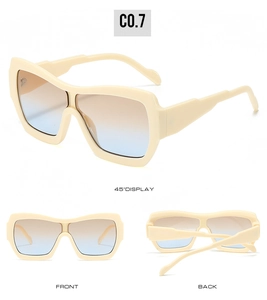 Cream square oversized sunglasses with gradient lenses shown in three multiple perspectives