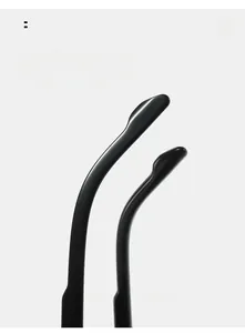 Detail of curved ergonomic temple arms on square oversized sunglasses for comfortable wear