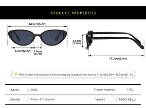 Size chart showing frame width 14.2cm and lens dimensions for cat eye sunglasses