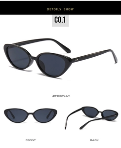 Macro detail of black cat-eye sunglasses with silver hardware and chic retro frame design
