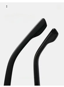 Close-up of curved ergonomic glasses legs with anti-slip texture and matte finish
