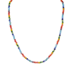 Collana di perle sfaccettate colorate in acciaio inossidabile con gemme multicolore
