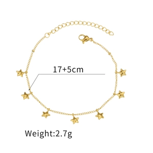 Detailansicht des 17+5cm Goldstern-Anhängers Armbands mit Karabinerverschluss und Maßen