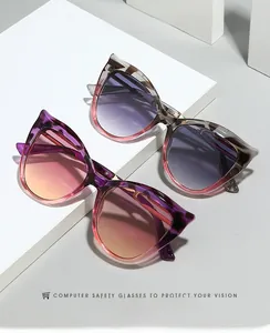 Detail of cat-eye sunglasses frames showing the 55019-145 size spec on temples