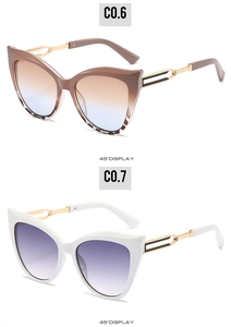 Detailed 45-degree side view of trendy cat eye sunglasses with metal hollow temples