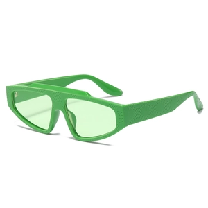 Trendsetting oversized green geometric sunglasses with textured frame for retro street style