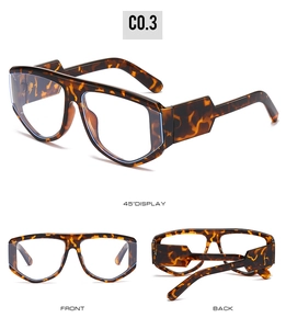 Three perspective views of tortoise shell glasses frames with anti-blue light lenses
