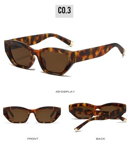 Multi-angle view of cat eye sunglasses with tortoiseshell frame and brown lenses