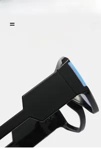 Detail of durable hinges on oversized black frames with anti-blue light coating
