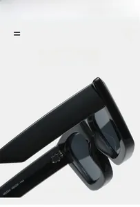 Detail view of black thick frame sunglasses temple showing model number M6254 specifications
