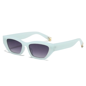Chic cat eye sunglasses with mint green matte frame and purple gradient lenses