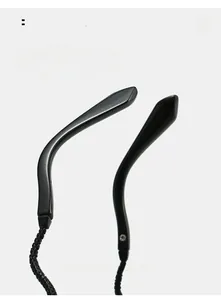 Close-up of curved sunglasses legs with anti-slip woven lanyard for comfortable wear