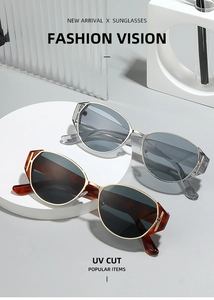 Detailed close-up of retro tortoiseshell and grey sunglasses with elegant metal accents