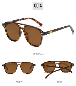 Τρεις όψεις γυαλιών ηλίου aviator ταρταρούγα με καφέ φακούς και σχεδιασμό διπλής γέφυρας
