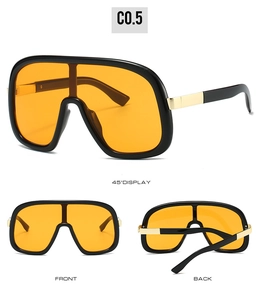 Vues détaillées de lunettes de soleil masque à monture large avec verres orange et or