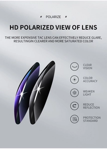 Detail of high definition polarized TAC lenses in deep purple and black for sports eyewear