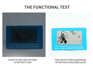 Polarized lens test card demonstrating UV filter effect for fashion sunglasses