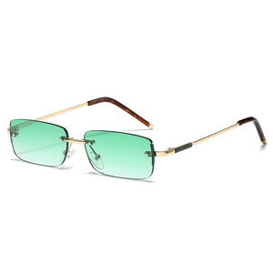 Fashion Rimless Rectangle Sunglasses Metal Frame PC Lens UV400 Protection Vintage Square Eyewear For Men Women