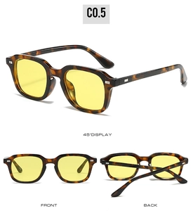 Vue sous trois angles de lunettes de soleil vintage écaillées à verres teintés jaunes