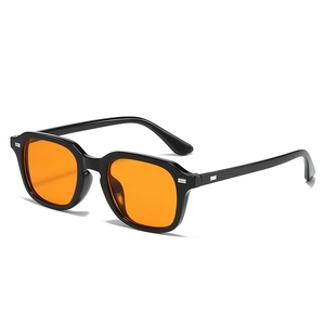 Lunettes De Soleil Carrées Rétro Monture PC Étroite Protection UV400 Mode Vintage Avec Rivets Métalliques Pour Hommes Femmes