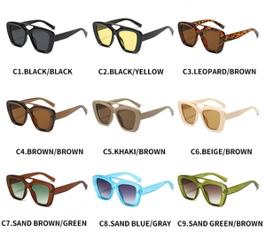 Detailed overview of nine color variants for oversized double-bridge sunglasses with UV400