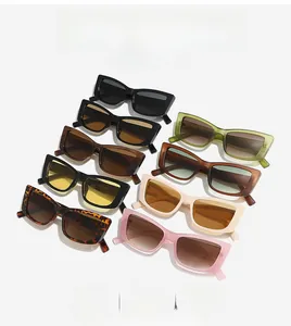 Macro shot of rectangular cat eye sunglasses collection in diverse trendy colors