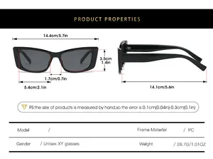 Detailed size guide for Y2K leopard small frame sunglasses with PC frame measurements