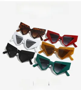 Multi-color geometric cat-eye sunglasses collection with retro thick plastic frames