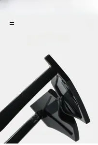 Detail of high-quality hinge on lightweight black square frame fashion sunglasses