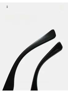 Close-up of ergonomic black curved sunglasses temples designed for maximum comfort