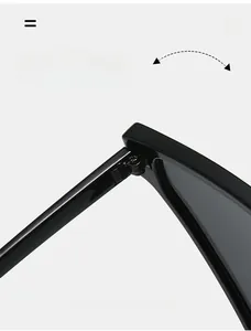Detail of durable metal hinge on black geometric sunglasses with reinforced screws