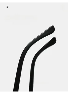 Detail of curved black temple legs on geometric sunglasses for non-slip comfort