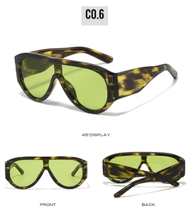 Detail view of large tortoiseshell sunglasses showing front, back, and 45-degree angle profile