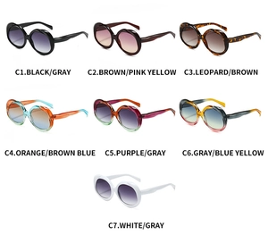 Sept coloris de lunettes de soleil ovales tendance avec verres dégradés chic