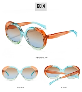 Vues détaillées de lunettes de soleil ovales avec monture dégradée et verres teintés