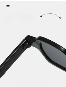 Detail of durable textured metal hinges on black PC sunglasses frame for longevity