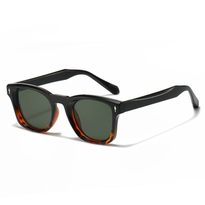 Square retro sunglasses in black and tortoiseshell with silver arrow accents