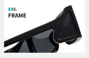 Detailed macro view of the hinge and glossy black frame of modern fashion sunglasses