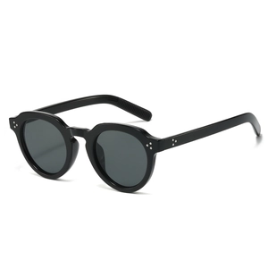 Retro Round Sunglasses PC Frame AC Lens UV400 Protection Metal Rivets Decor For Outdoor Driving Unisex Fashion