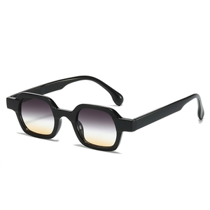Classic retro square oversized sunglasses with black frame and gradient purple lenses
