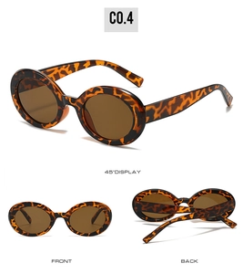 Three-angle view of vintage tortoise shell oval sunglasses with UV protection lenses