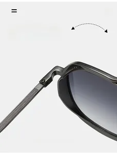 Detail of durable textured hinge on square sunglasses frame for smooth folding mechanism