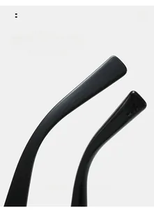 Close-up of ergonomic curved black sunglass temple arms for comfortable non-slip fit