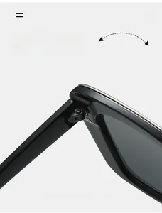 Détail macro de la charnière métallique durable sur des lunettes de soleil carrées noires