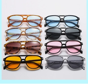 Collection of oversized aviator sunglasses with double bridge design in 8 assorted colors