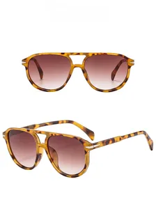Classic demi tortoise aviator sunglasses with gradient tea lenses and double bridge detail