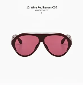 Detailansicht der weinroten Pilotenbrille mit passenden Gläsern und glänzendem Finish