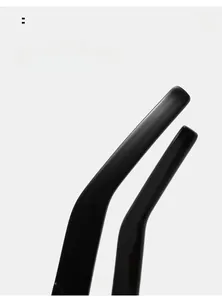 Ergonomic curved black glossy mirror legs detail for Y2K punk style sunglasses
